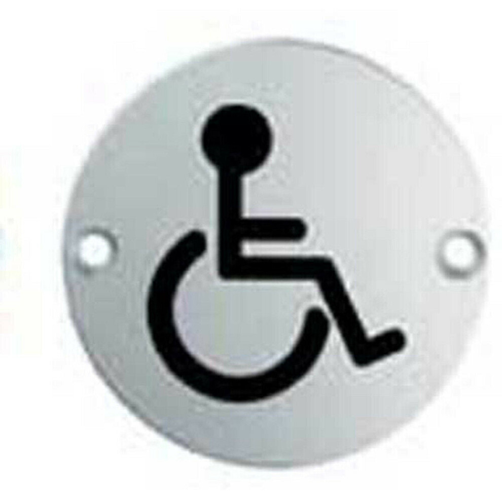 Loops Bathroom Door Disabled Symbol Sign 64Mm Fixing Centres 76Mm Dia Polished Steel