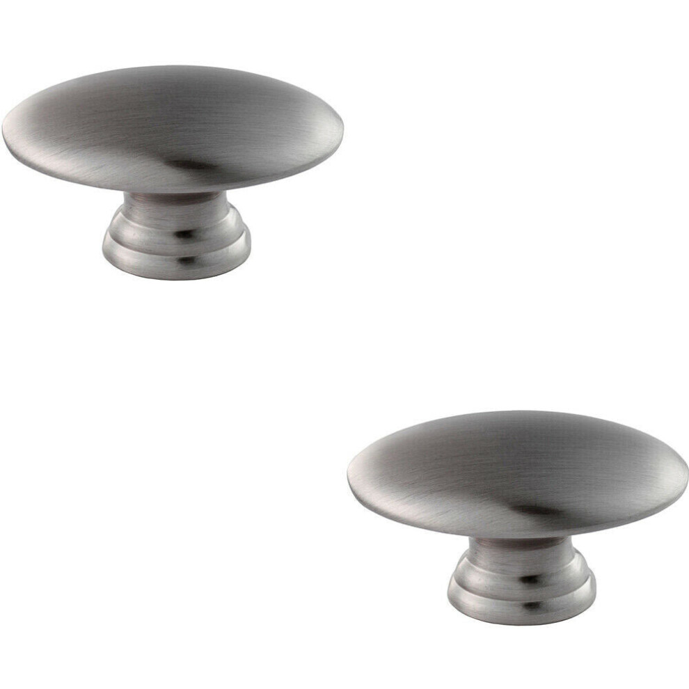 2X Oval Cabinet Door Knob On Tiered Oval Stem Satin Nickel Cupboard Handle - Image 2