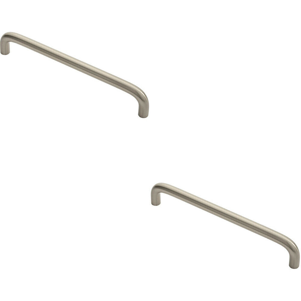 2X Round D Bar Cabinet Pull Handle 170 X 10Mm 160Mm Fixing Centres Satin Nickel 5056492586053