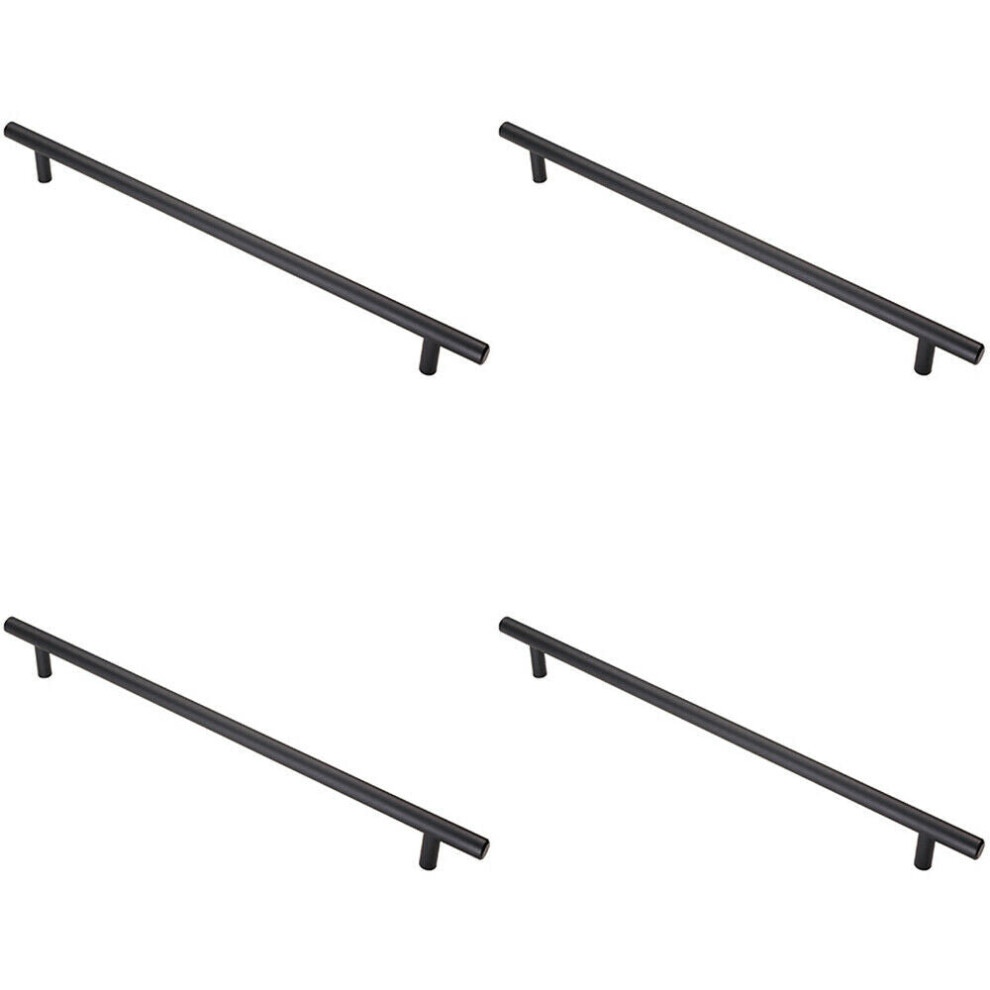 4x T Bar Cupboard Pull Handle 348 x 12mm 288mm Fixing Centres Matt Black