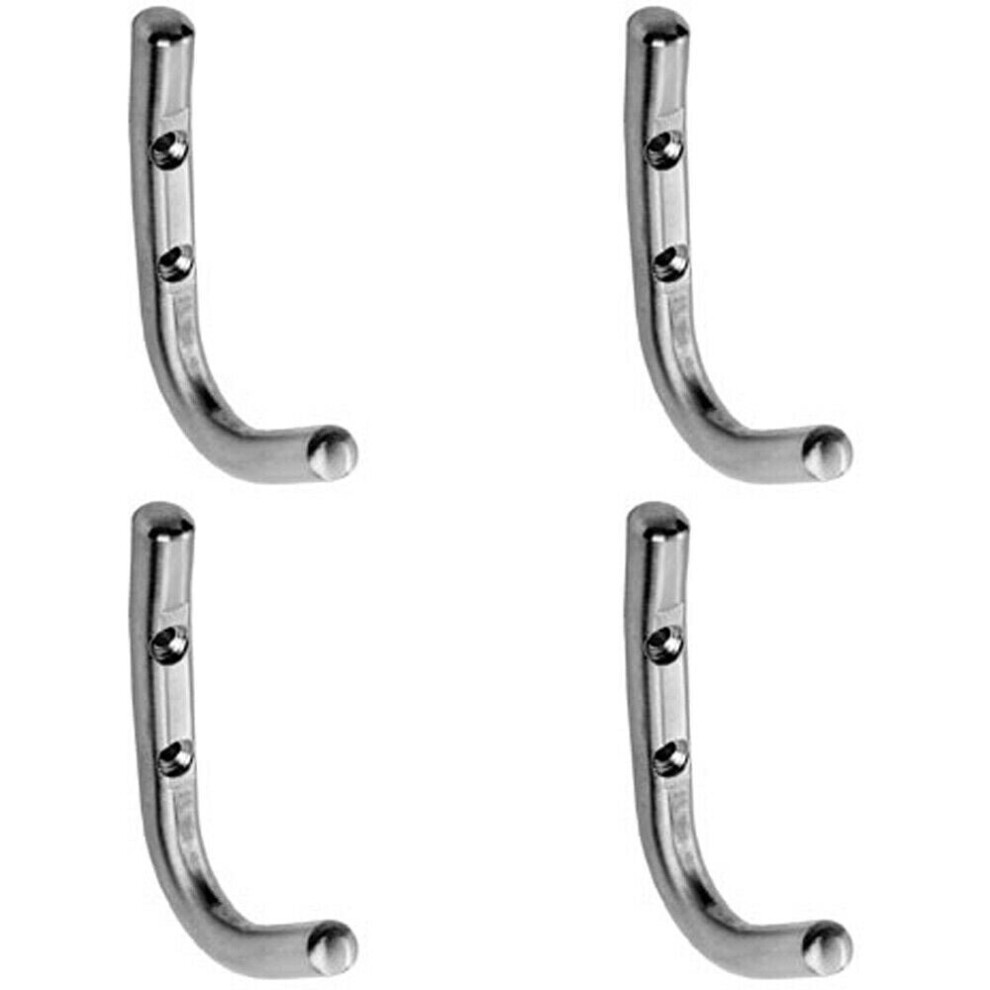 Loops 4X Slimline One Piece Coat Hook 55Mm Projection Bright Stainless Steel