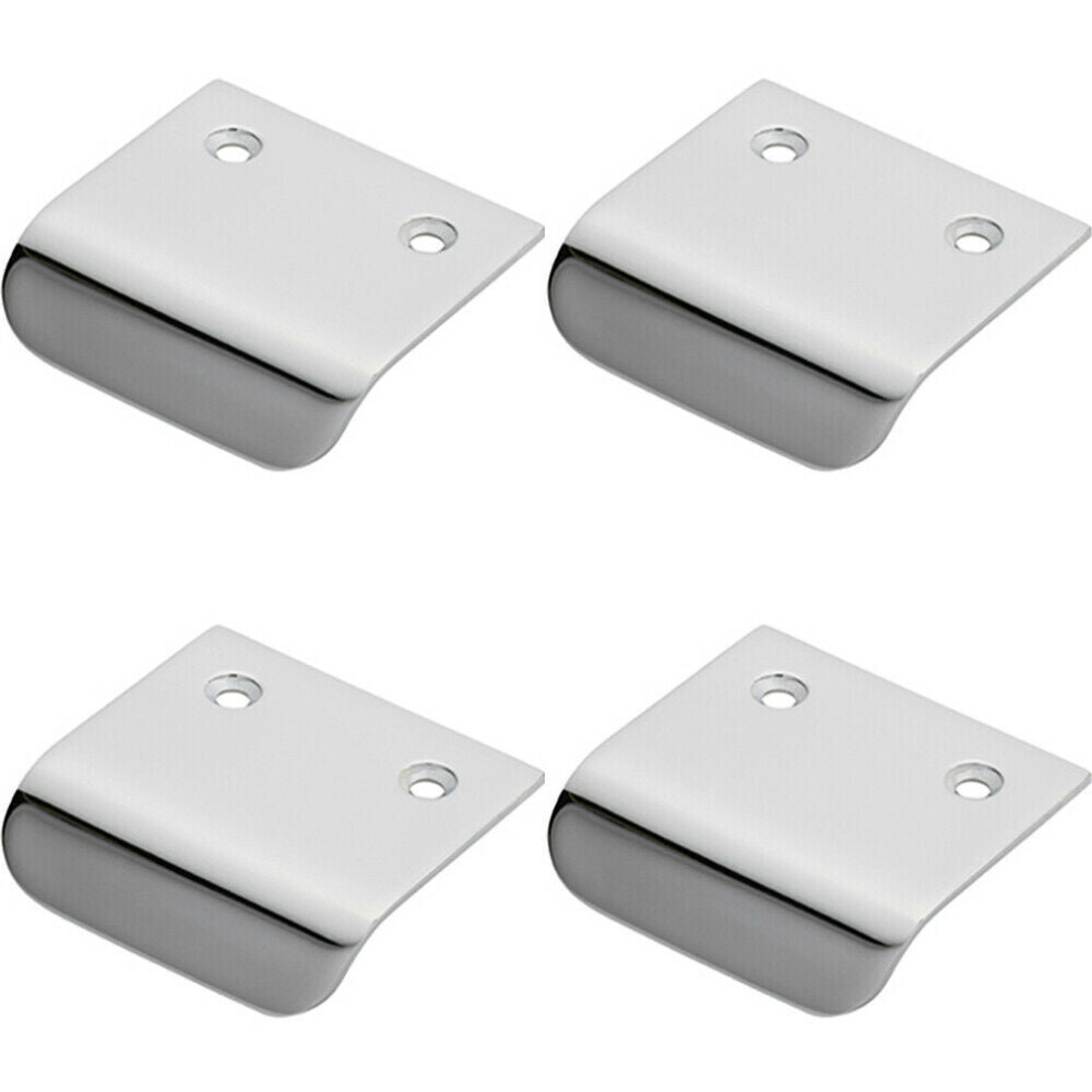 4x Semi Concealed Cabinet Pull Handle 48 x 50mm 14mm Lip Polished Chrome