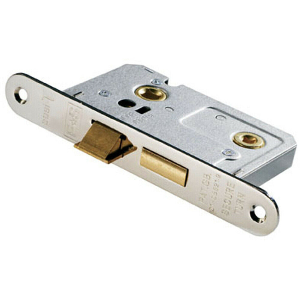 Locking Bathroom Door Sashlock Latch Radius Forend 64mm Nickel Plated