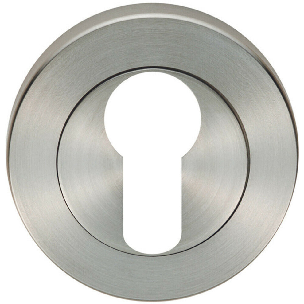 Round Euro Profile Escutcheon 52mm Dia Concealed Fix Satin Steel