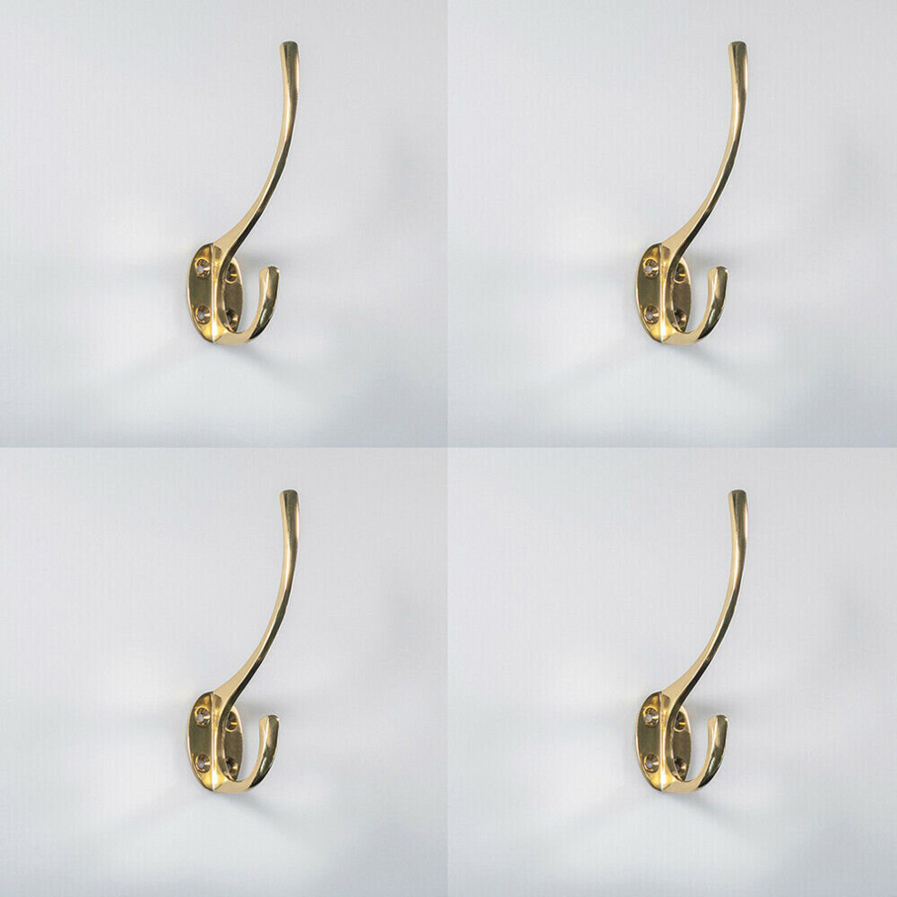 Loops 4X Victorian Hat & Coat Hook On Oval Backplate 64Mm Projection Polished Brass