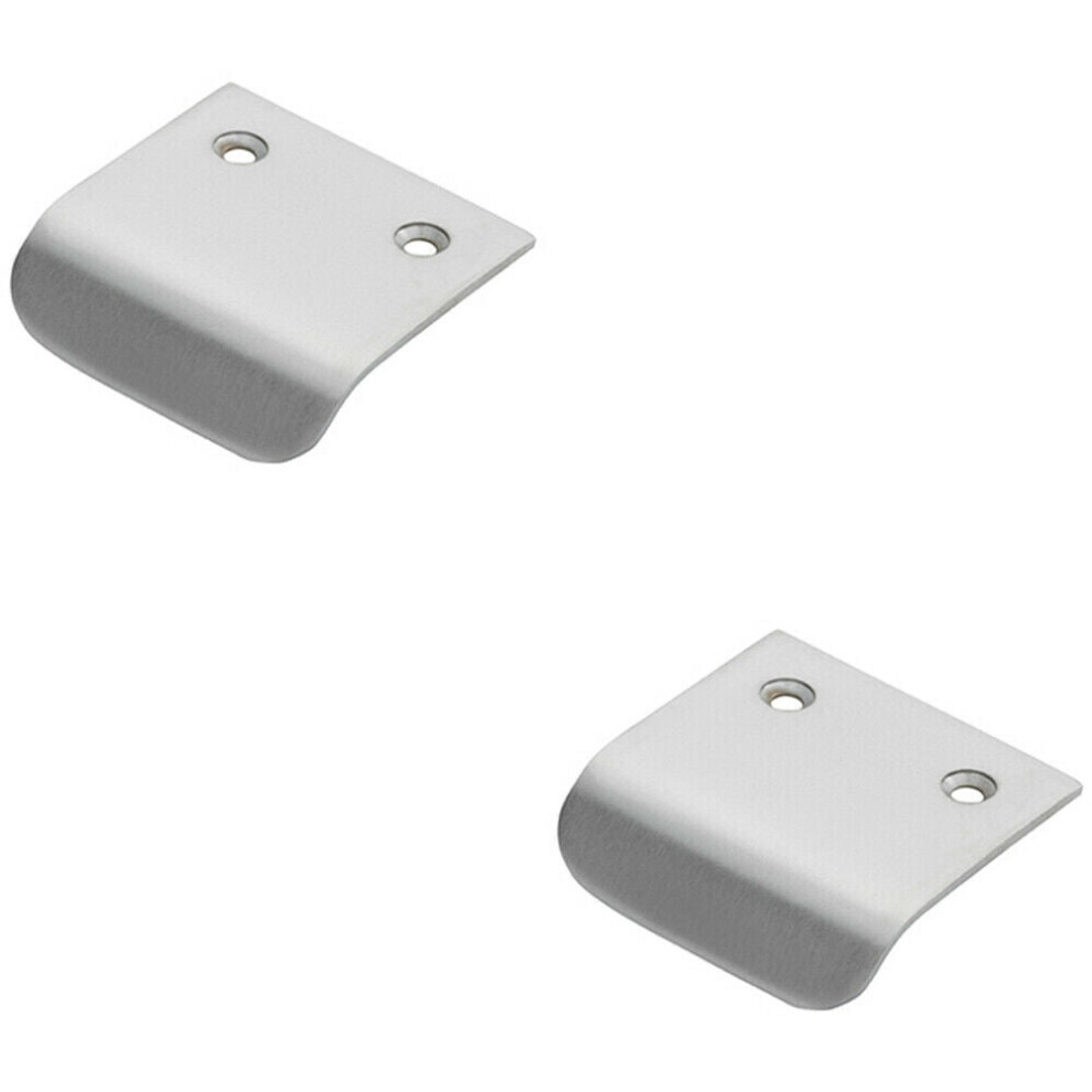 Loops 2X Semi Concealed Cabinet Finger Pull Handle 29Mm Fixing Centres Satin Chrome