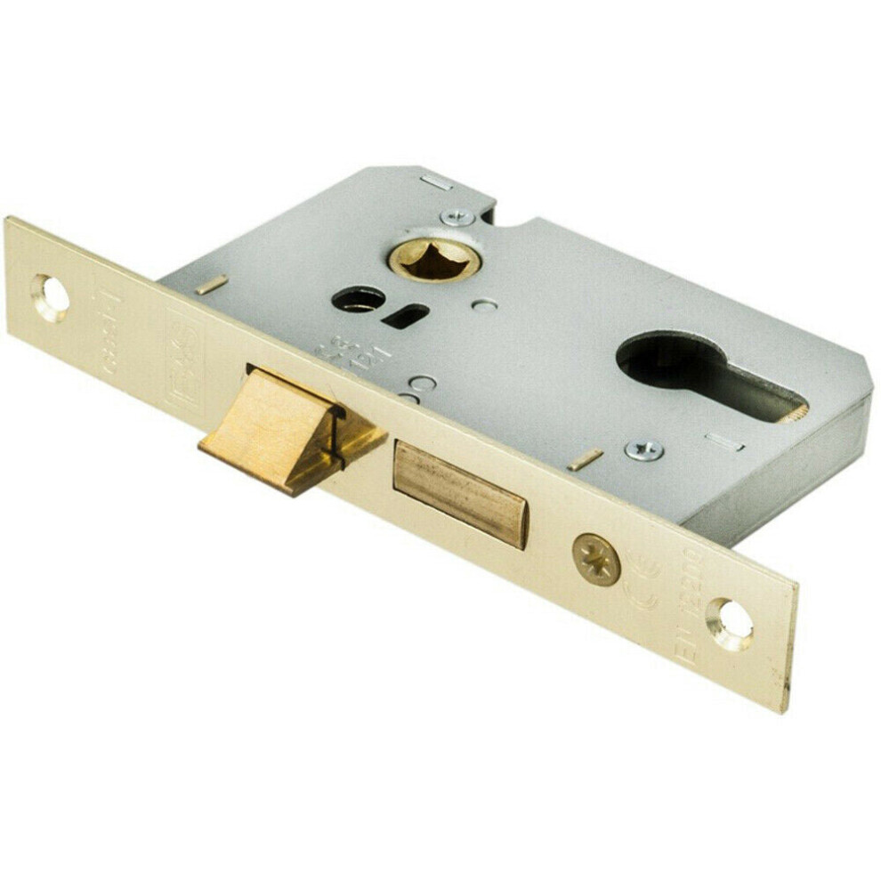 64Mm Contract Euro Profile Sashlock Square Forend Electro Brassed Door Latch 5056492566796