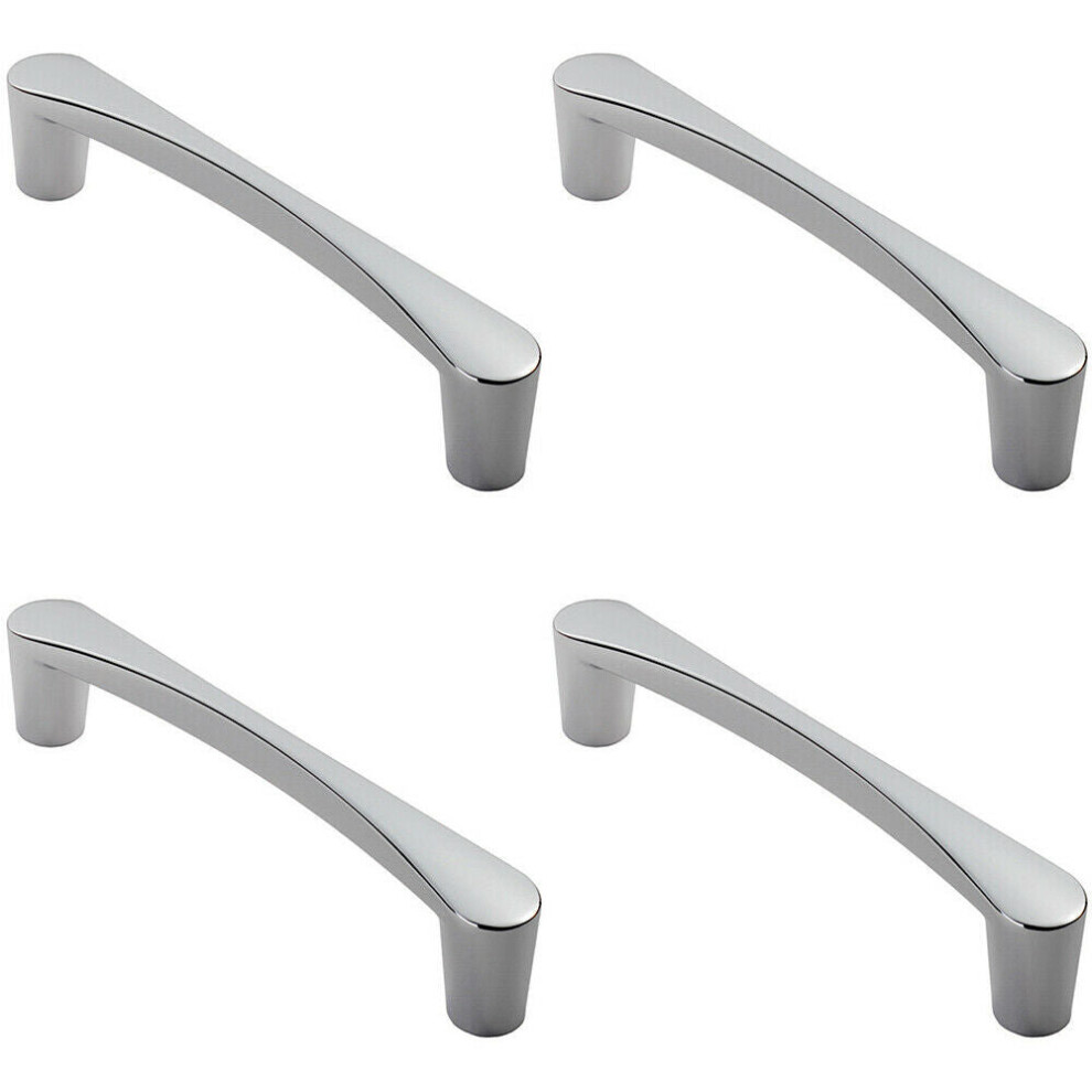 4x Curved D Shape Pull Handle 181 x 20mm 160mm Fixing Centres Polished Chrome