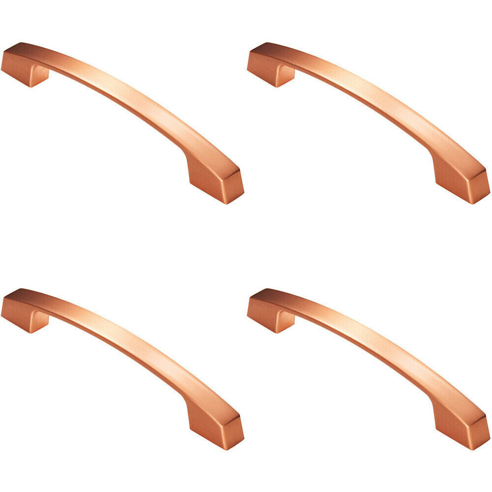 4X Curved Flat Faced Cupboard Pull Handle 160Mm Fixing Centres Satin Copper 5056524201701