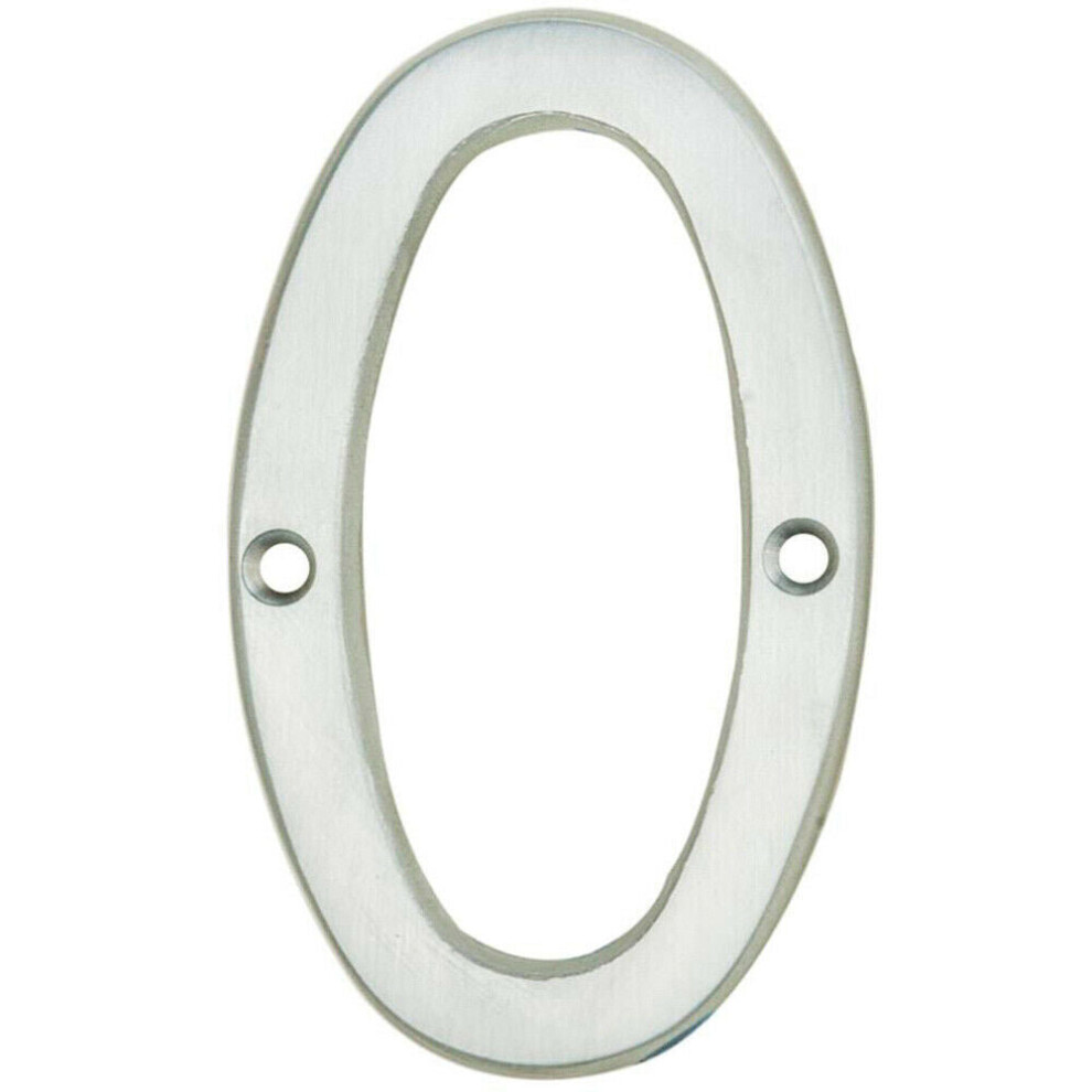 Loops Satin Chrome Door Number 0 - 75Mm Height 4Mm Depth House Numeral Plaque