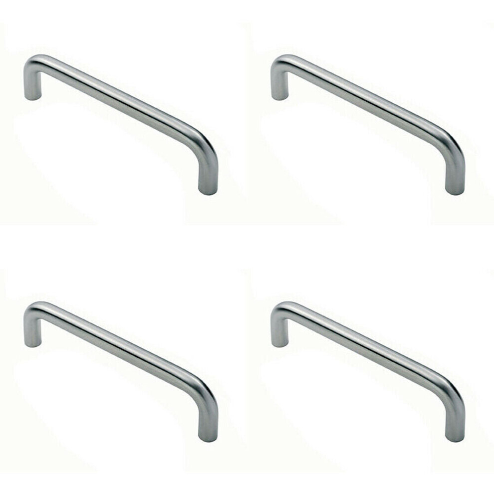 4x Round D Bar Pull Handle 22mm Dia 150mm Fixing Centres Satin Stainless Steel