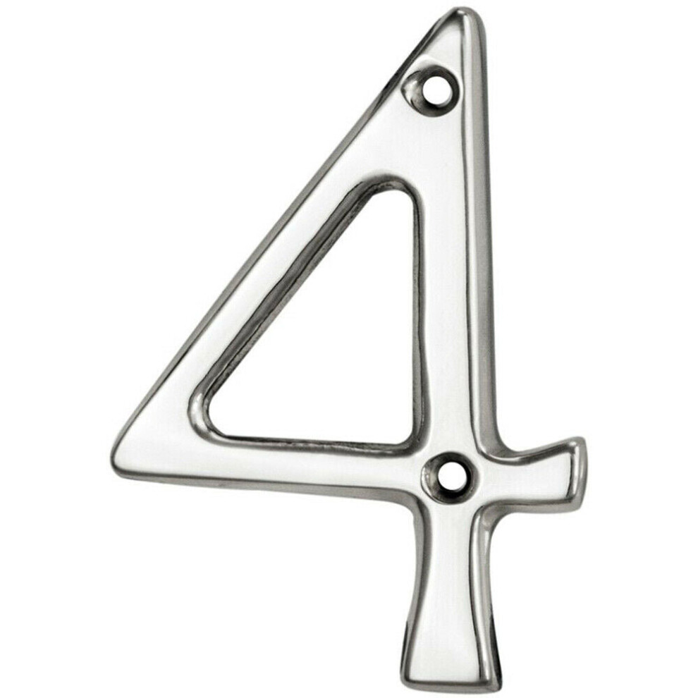 Loops Polished Chrome Door Number 4 75Mm Height 4Mm Depth House Numeral Plaque