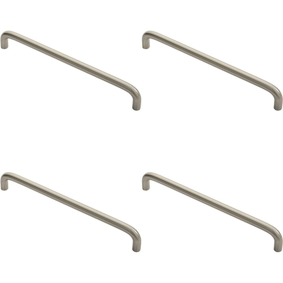 4X Round D Bar Cabinet Pull Handle 202 X 10Mm 192Mm Fixing Centres Satin Nickel 5056524201282
