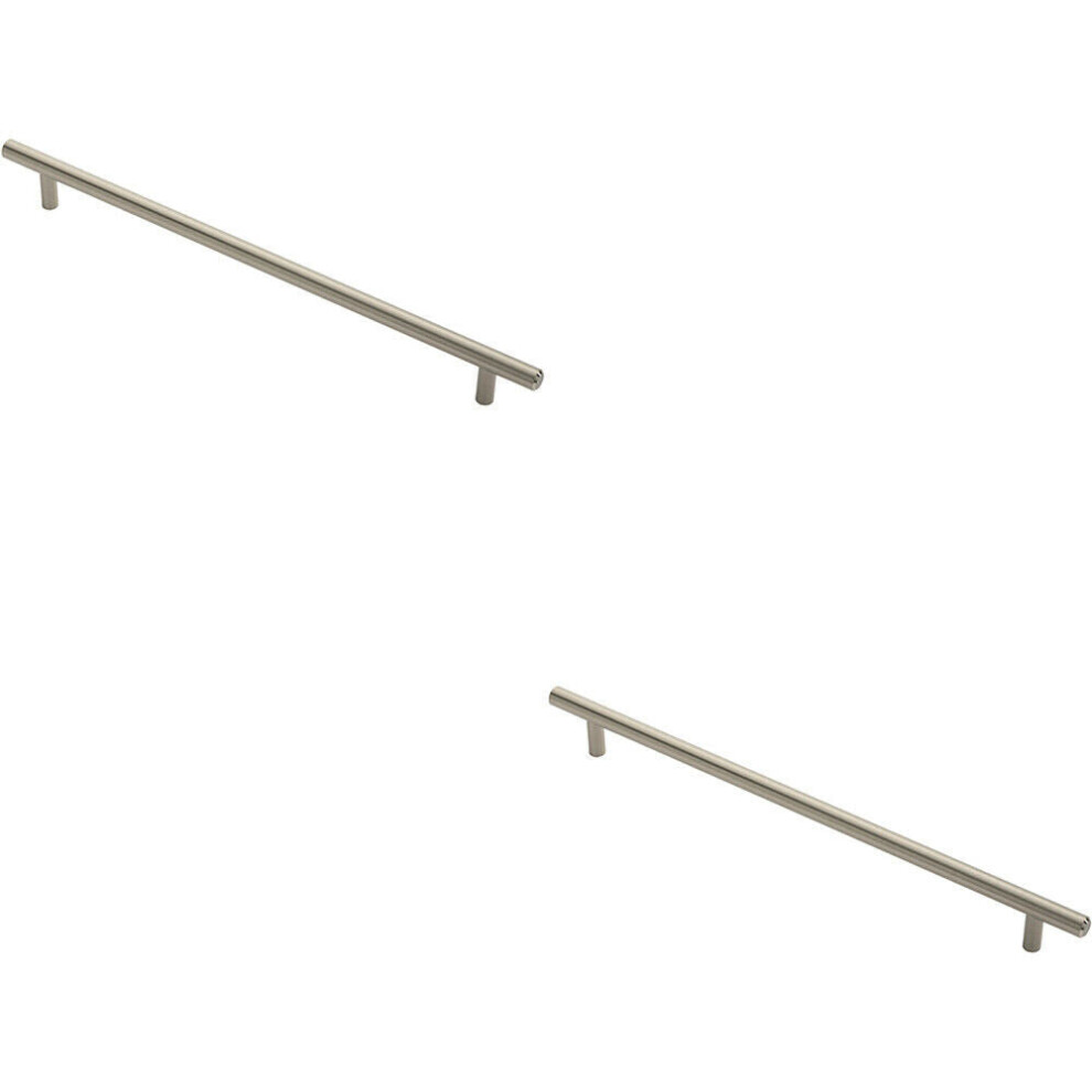 Loops 2X Round T Bar Cabinet Pull Handle 348 X 12Mm 288Mm Fixing Centres Satin Nickel - Image 2