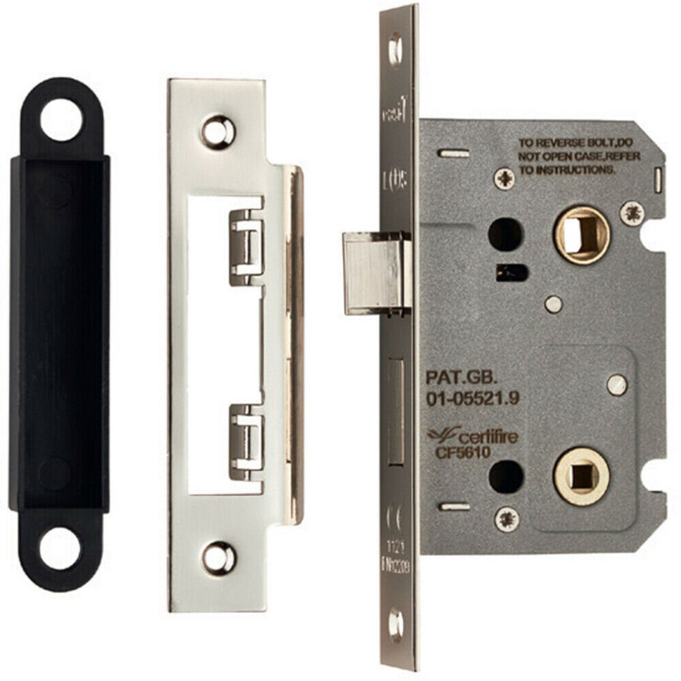 Locking Bathroom Door Sashlock Latch Square Forend 64mm Nickel Plated