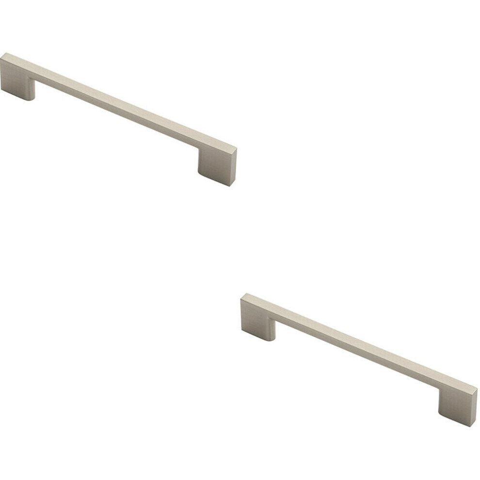 2X Slim D Shape Pull Handle 152 X 7.5Mm 128Mm Fixing Centres Satin Nickel 5056492586657