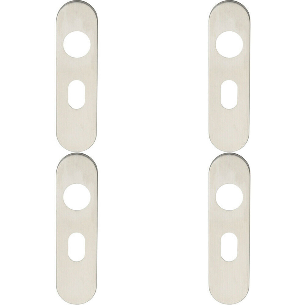 4X Pair Radius Uk Oval Cylinder Plate Cover 170 X 45 X 8Mm Satin Steel