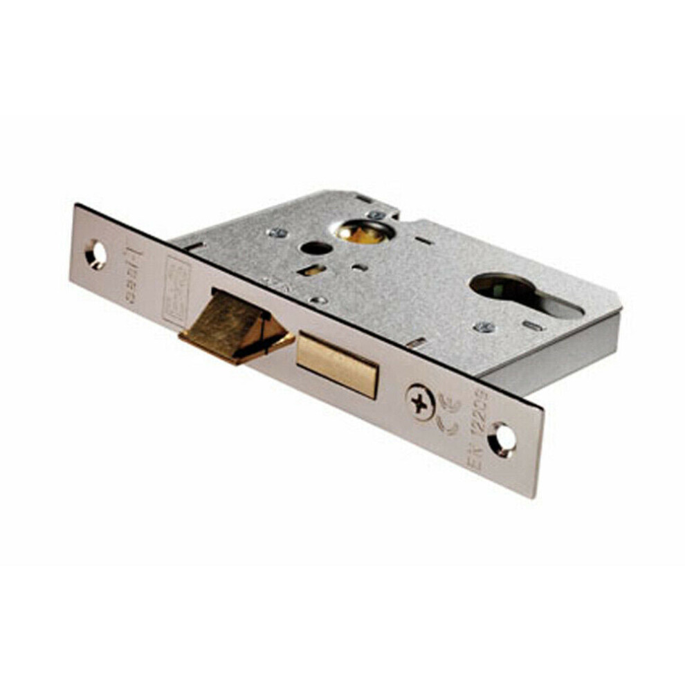 76mm Contract Euro Profile Sashlock Square Forend Nickel Plated Door Latch