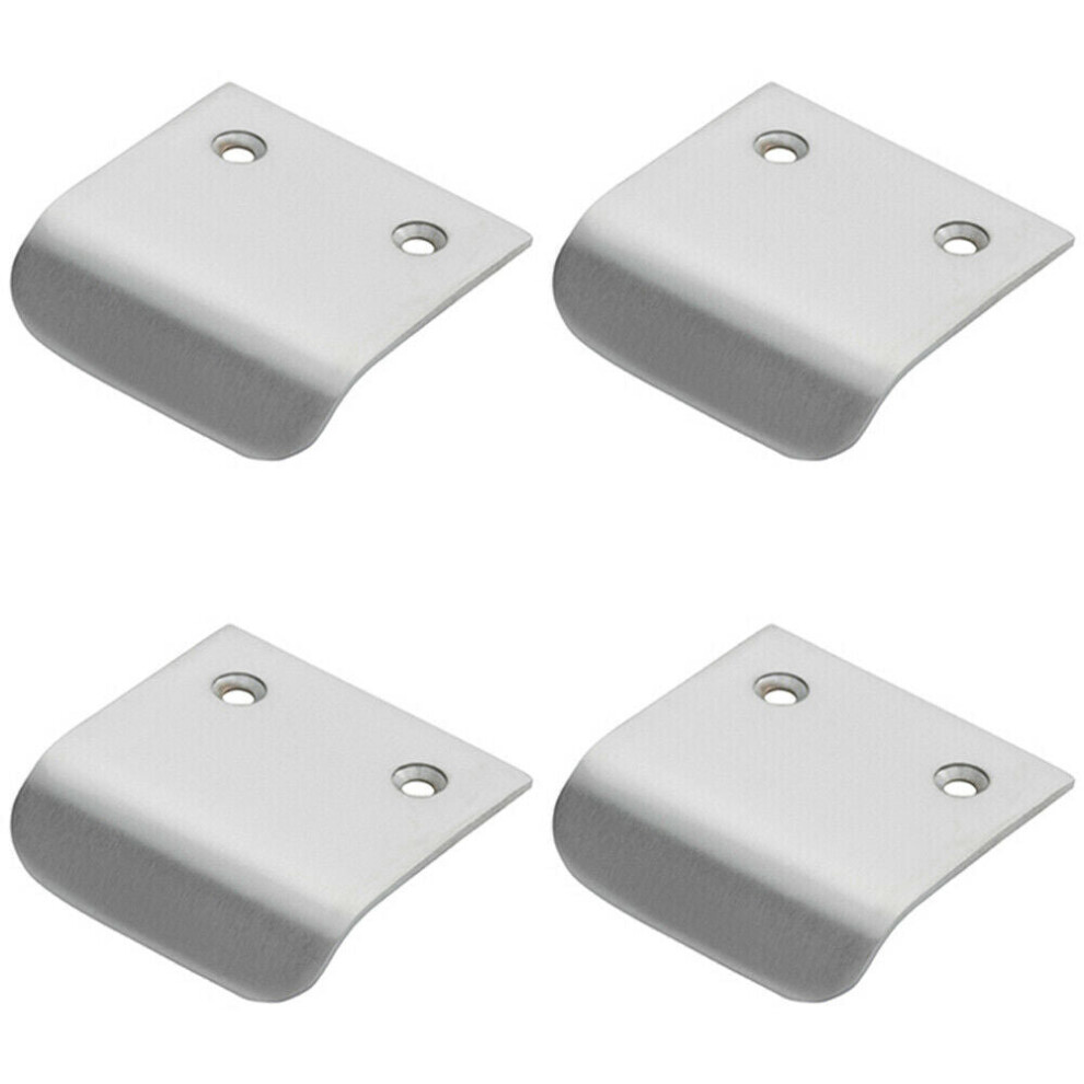 4x Semi Concealed Cabinet Finger Pull Handle 29mm Fixing Centres Satin Chrome