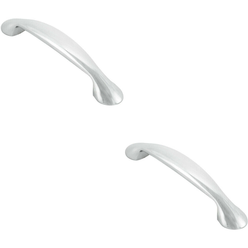 Loops 2X Flared Cabinet Pull Handle 165.5 X 23Mm 128Mm Fixing Centres Chrome