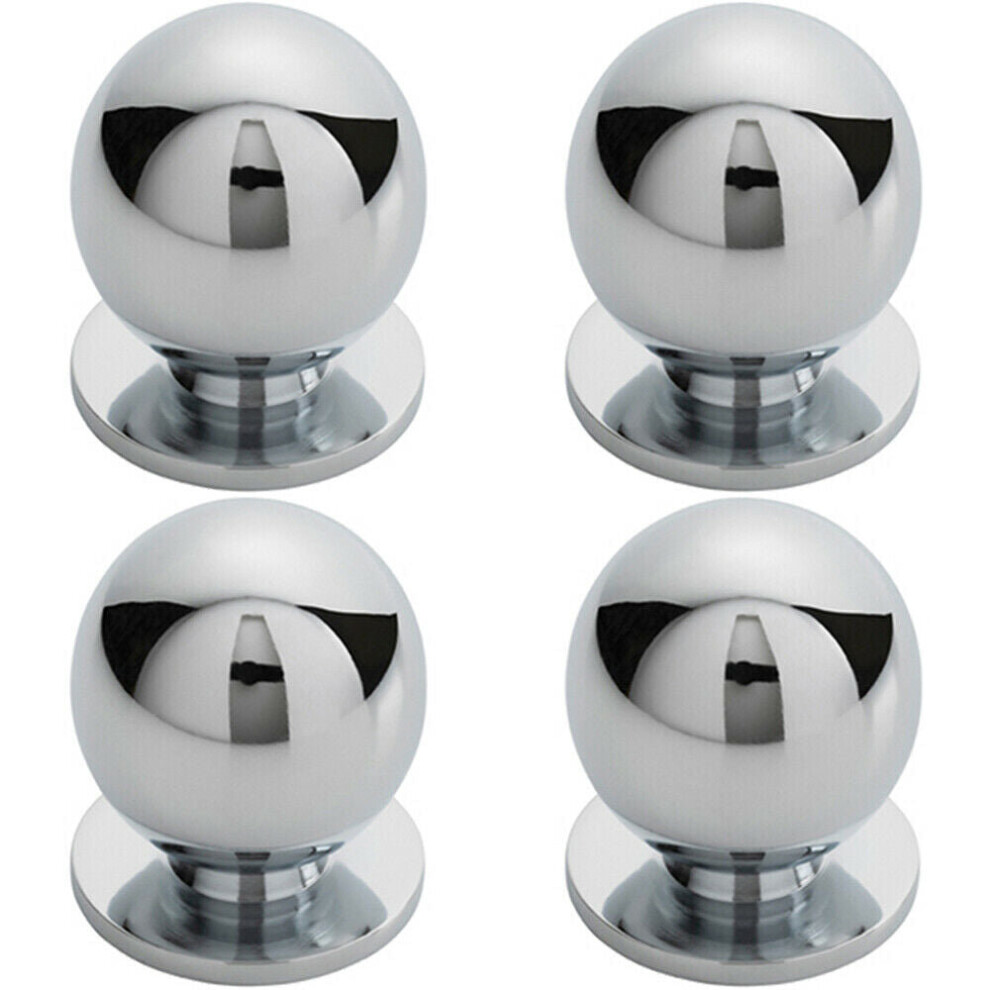 4x Solid Ball Cupboard Door Knob 30mm Diameter Polished Chrome Cabinet Handle