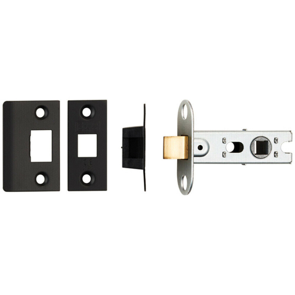 Loops 64Mm Tubular Mortice Door Latch Bolt Through Square Forends Matt Black