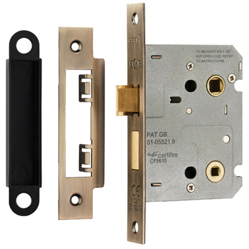 Loops Locking Bathroom Door Sashlock Latch Square Forend 76mm Antique Brass
