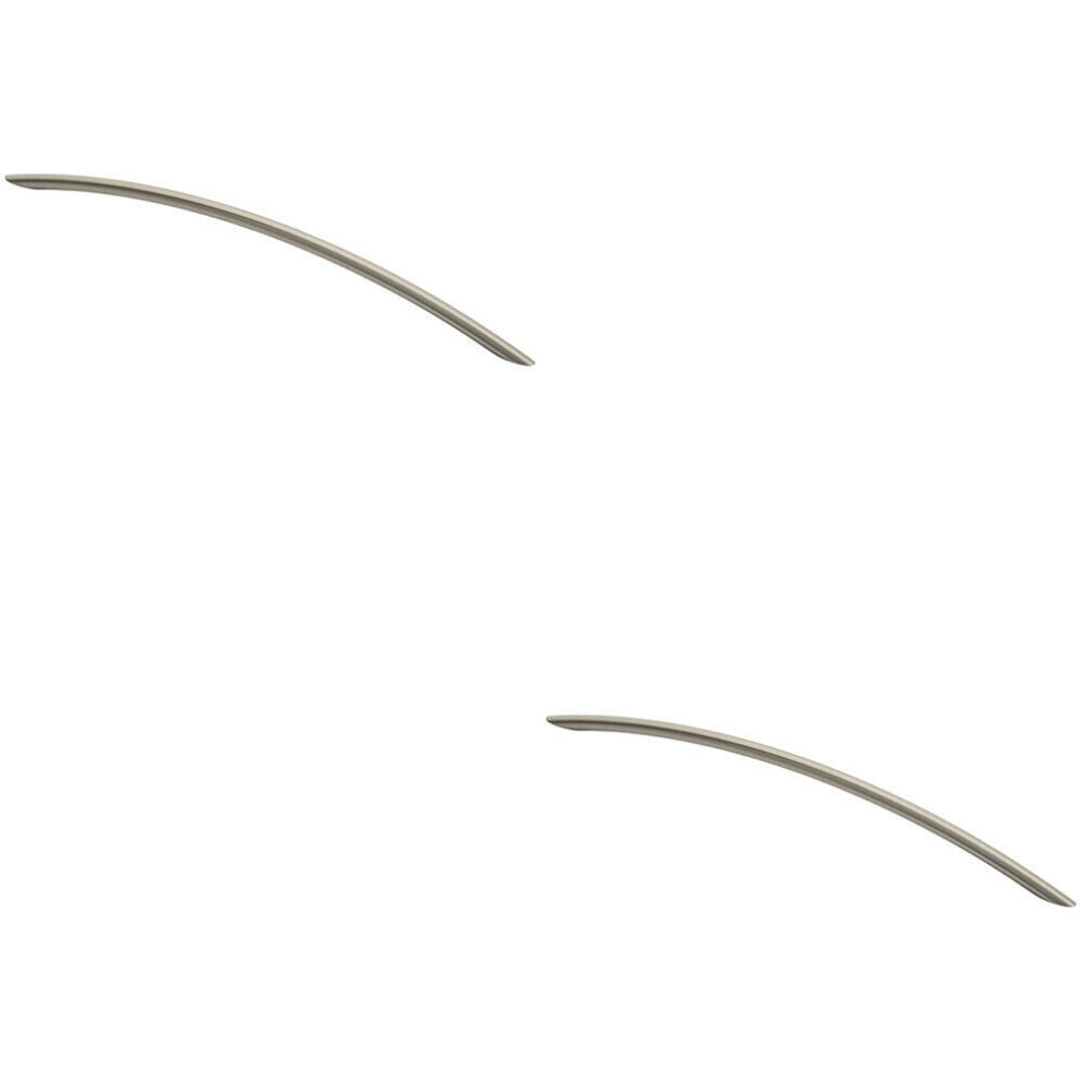 Loops 2X Curved Bow Cabinet Pull Handle 372 X 10Mm 320Mm Fixing Centres Satin Nickel
