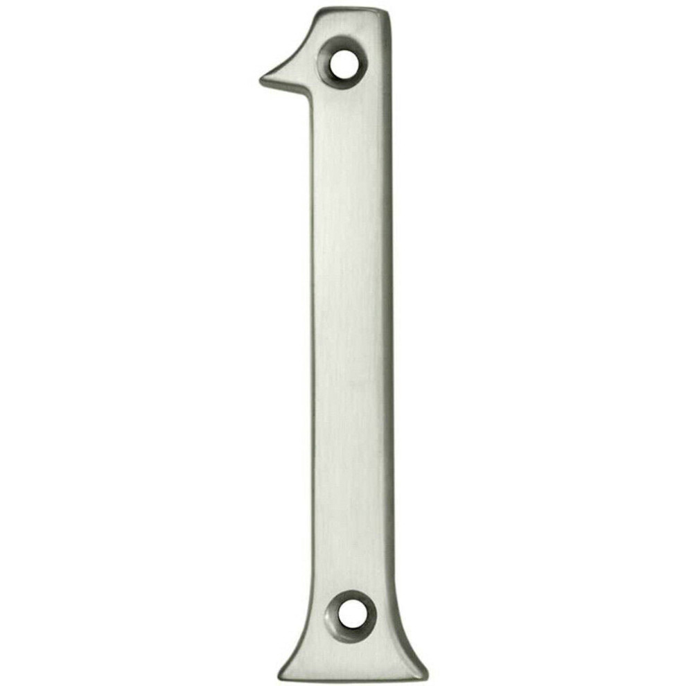 Loops Satin Chrome Door Number 1 - 75Mm Height 4Mm Depth House Numeral Plaque