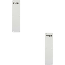 2x Push Engraved Door Finger Plate 350 x 75mm Satin Anodised Aluminium