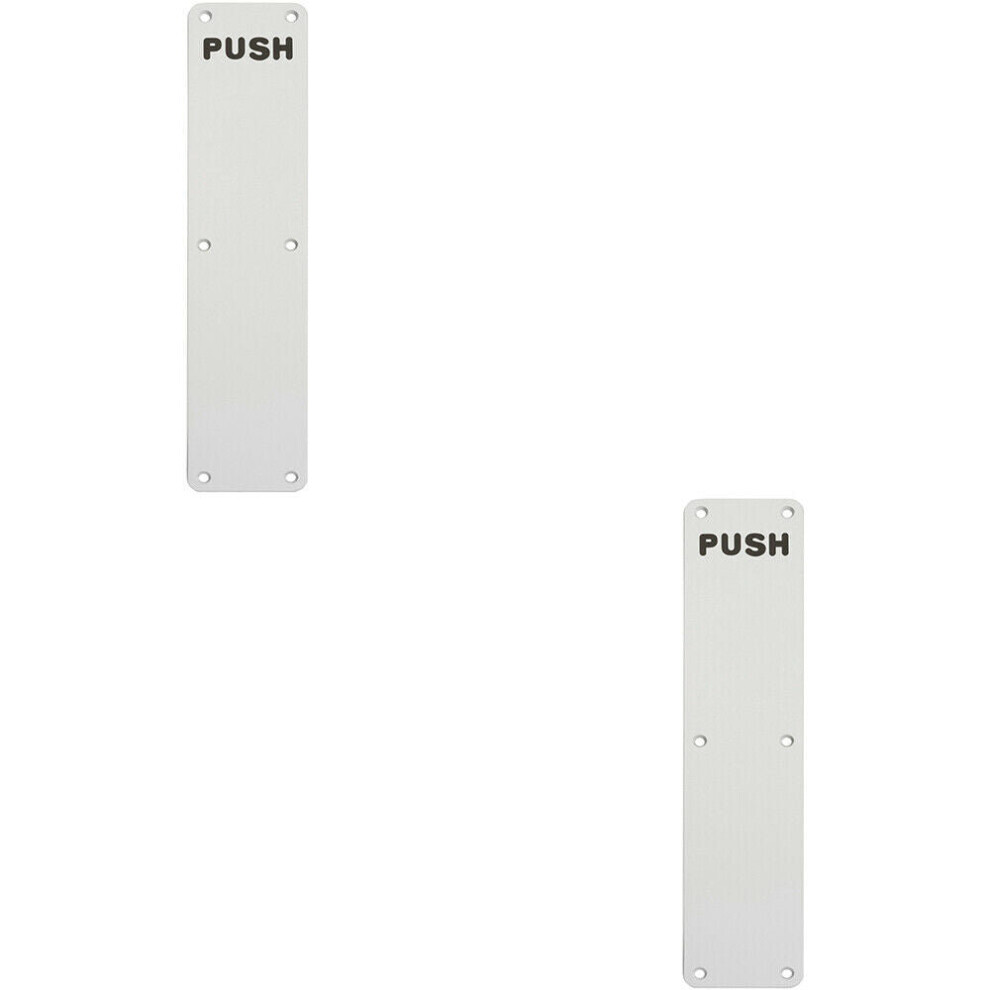 2x Push Engraved Door Finger Plate 350 x 75mm Satin Anodised Aluminium