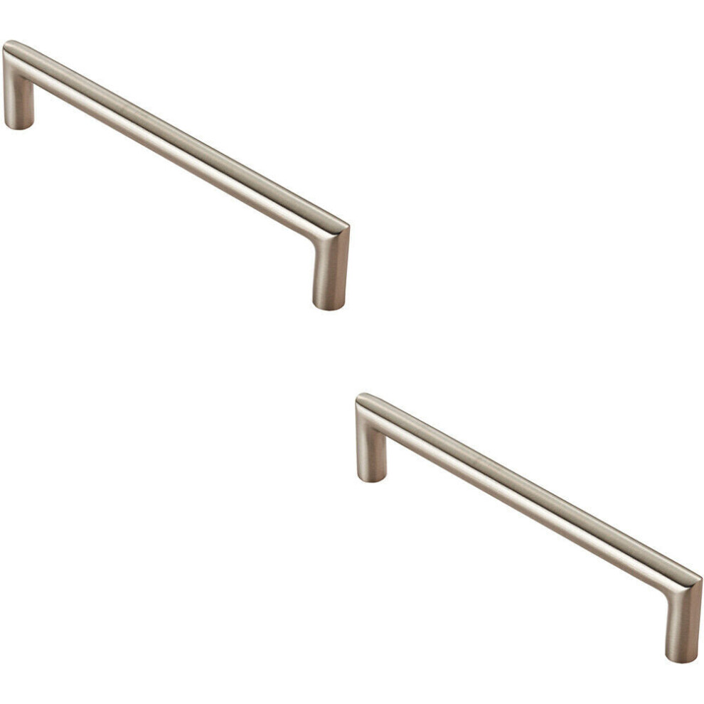 Loops 2X Mitred Round Bar Pull Handle 138 X 10Mm 128Mm Fixing Centres Satin Steel