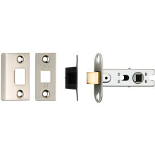 64mm Tubular Mortice Door Latch Bolt Through Square Forends Satin Nickel