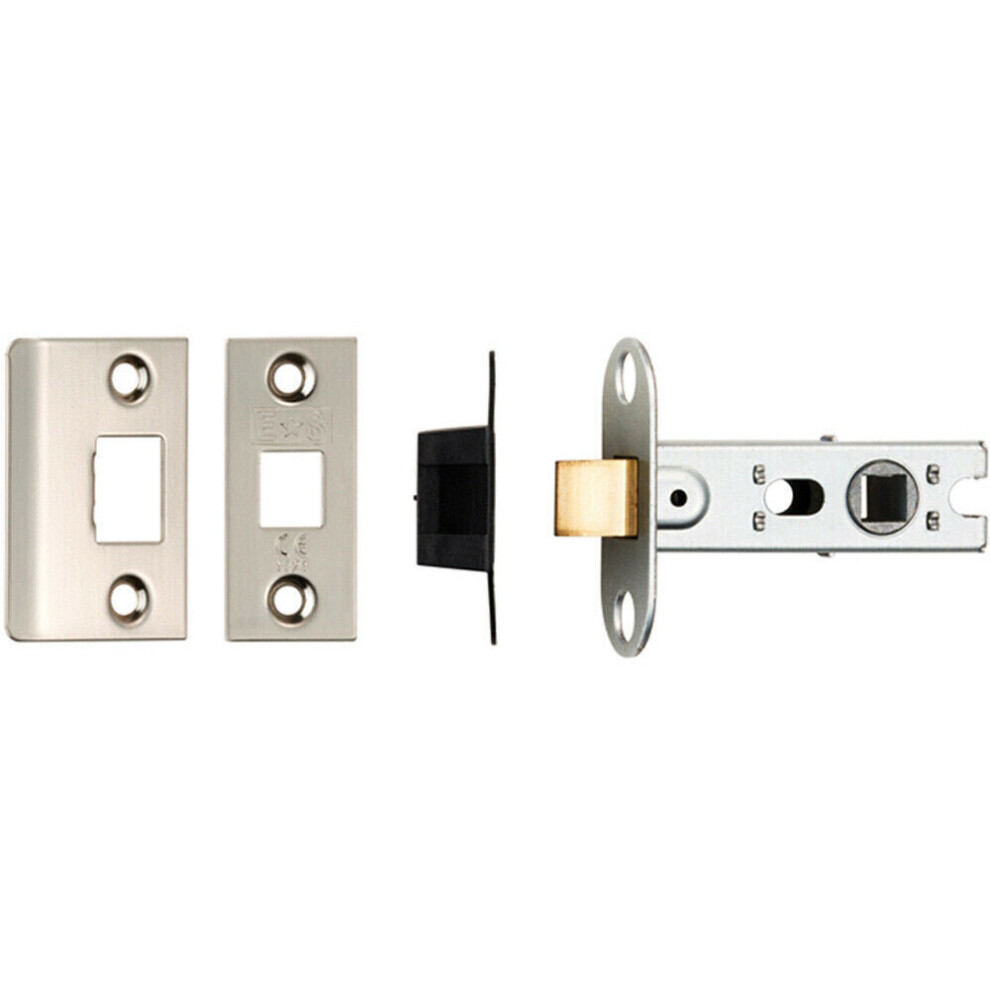 Loops 64Mm Tubular Mortice Door Latch Bolt Through Square Forends Satin Nickel