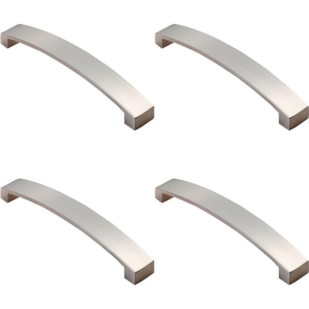 Loops 4X Flat Curved Bow Pull Handle 172 X 25Mm 160Mm Fixing Centres Satin Nickel