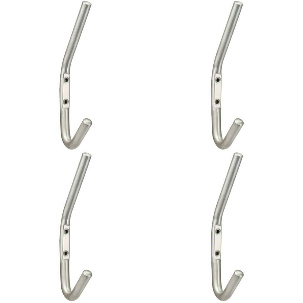 4x Slimline One Piece Hat & Coat Hook 59mm Projection Satin Stainless Steel