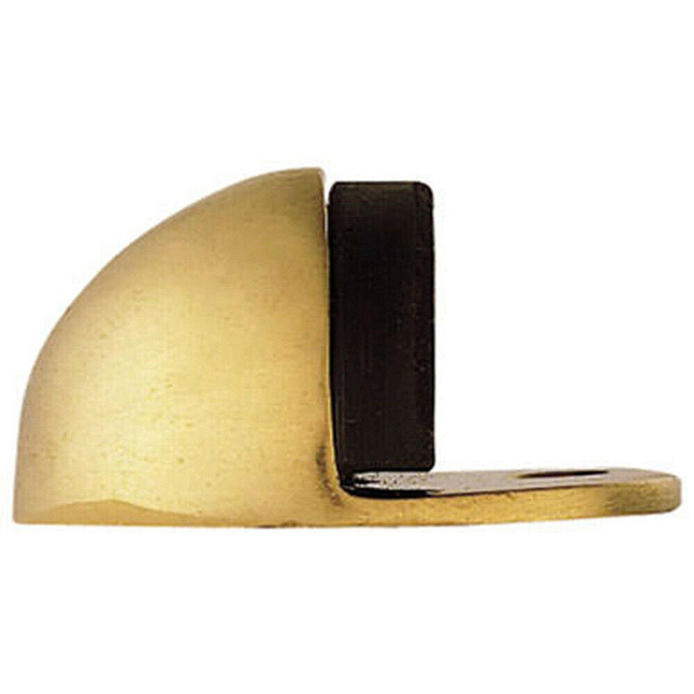 Loops Floor Mounted Oval Doorstop 44 X 22Mm Polished Brass Half Moon Stopper