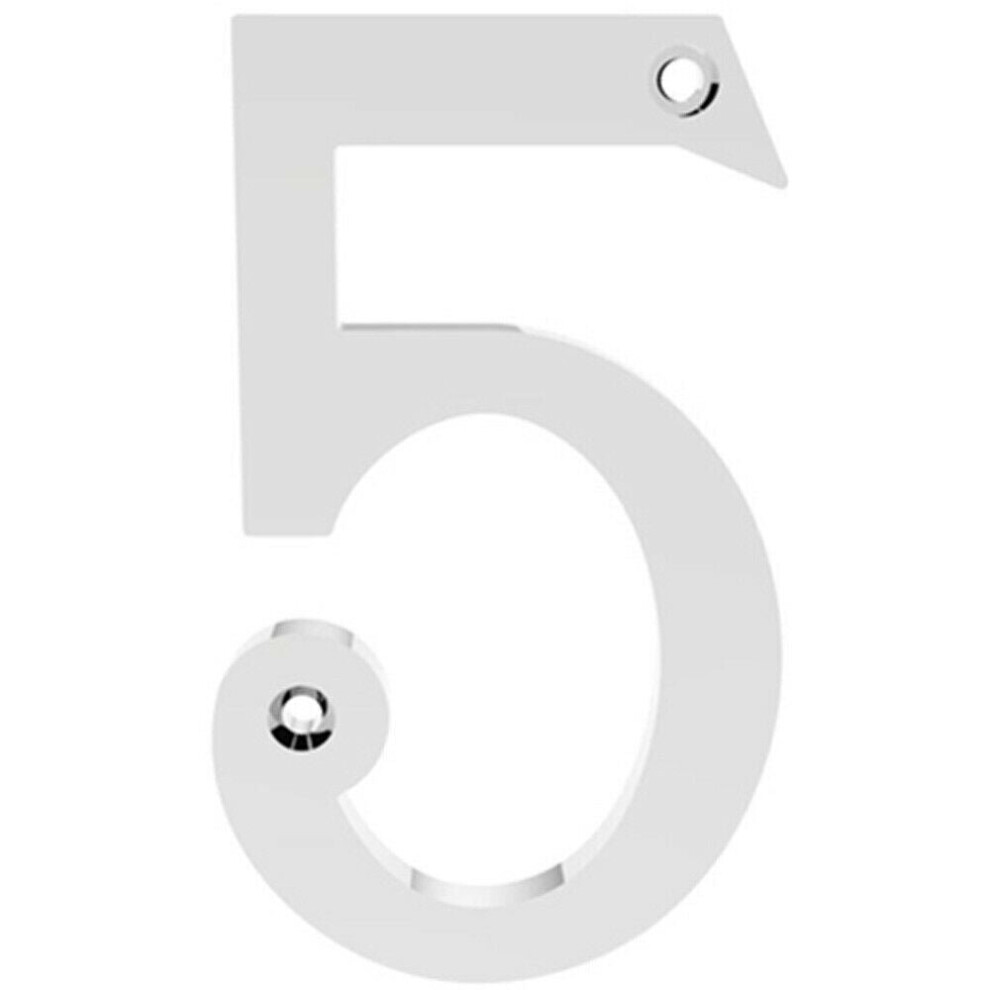 Loops Polished Chrome Door Number 5 75Mm Height 4Mm Depth House Numeral Plaque