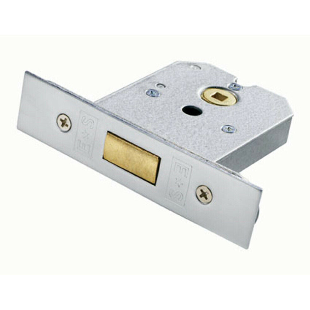Flat BS Deadbolt Lock 76mm Satin Chrome Plated Door Security Latch