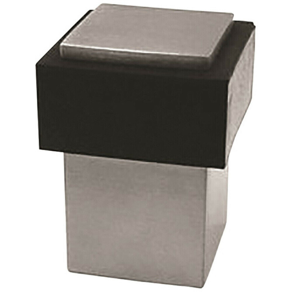 Floor Mounted Square Doorstop Rubber Buffer 40 x 36 x 36mm Satin Steel