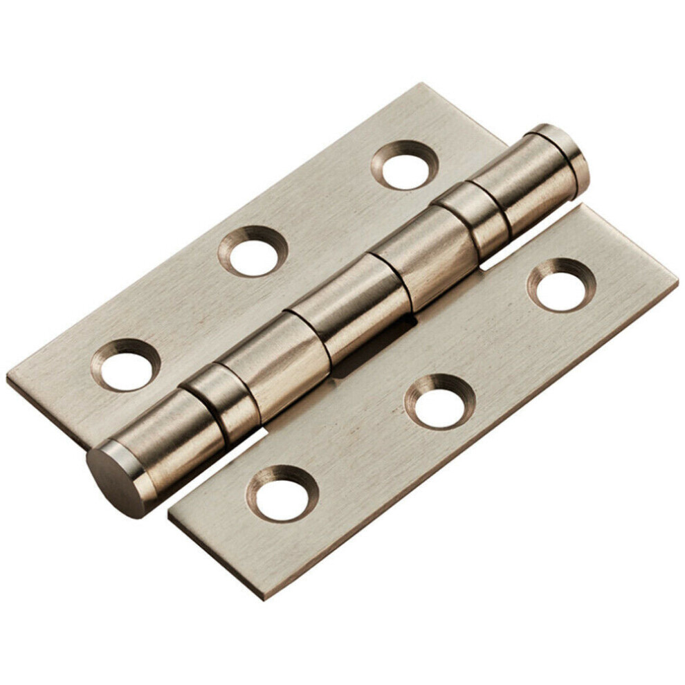 Pair 76 X 51 X 2Mm Ball Bearing Hinge Satin Nickel Plated Interior Door 5056492561913