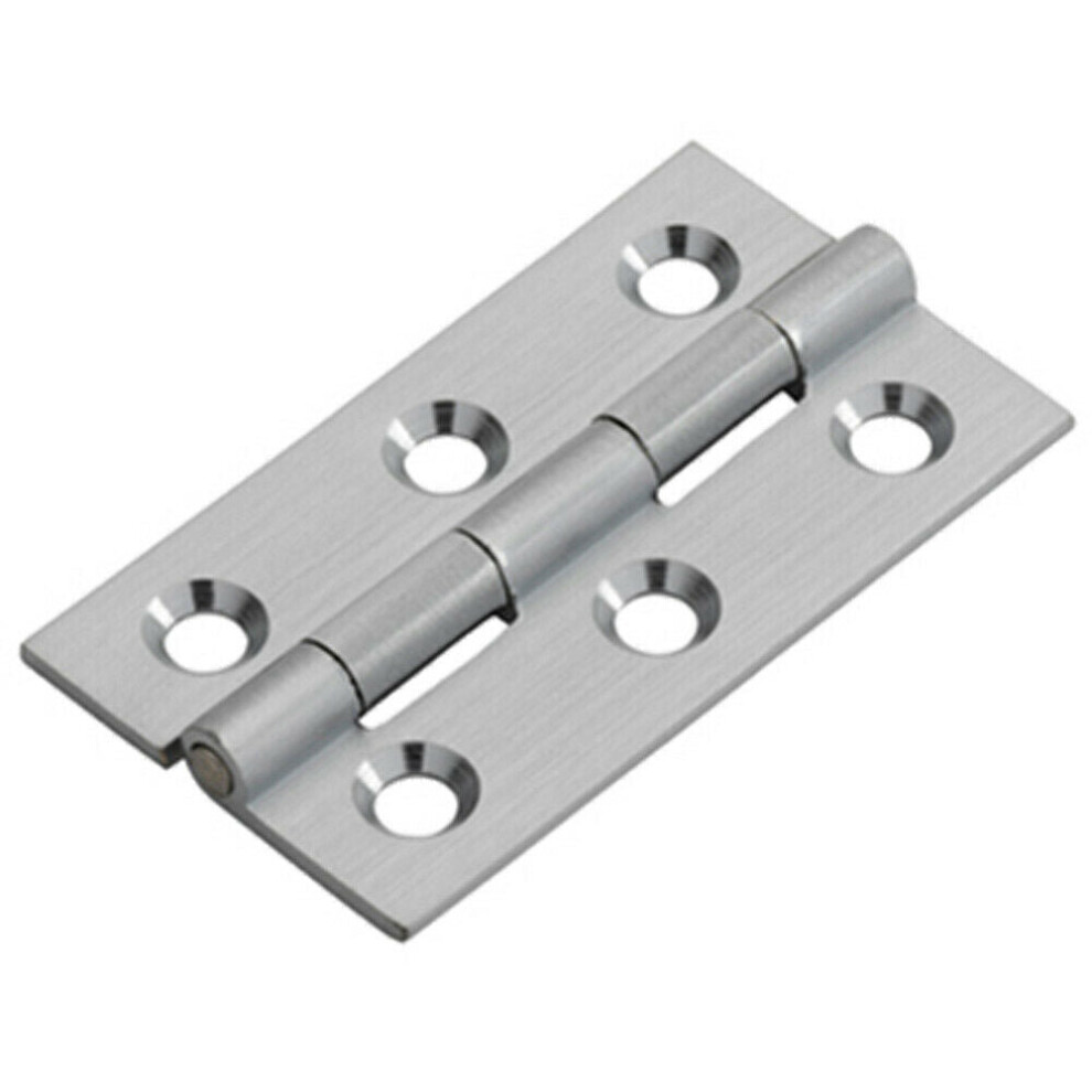 PAIR 50 x 28 x 1.5mm Cabinet Hinge Satin Chrome Small Cupboard Door