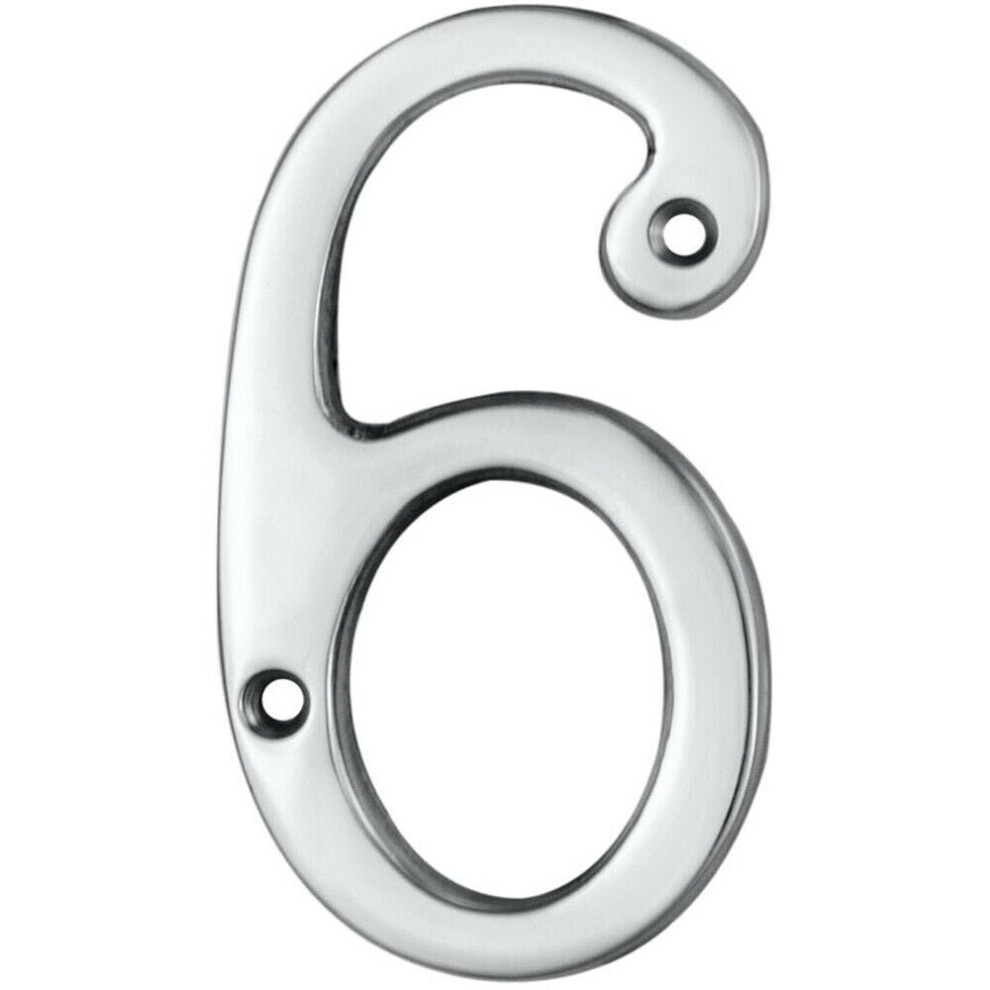 Loops Polished Chrome Door Number 6/9 75Mm Height 4Mm Depth House Numeral Plaque