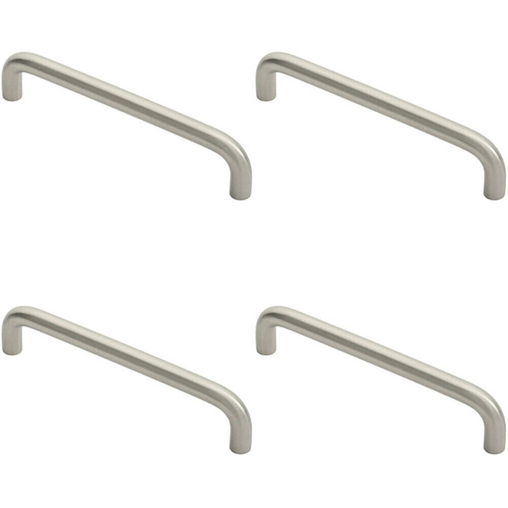 4X D Shape Cabinet Pull Handle 138 X 10Mm 128Mm Fixing Centres Satin Steel 5056524203774