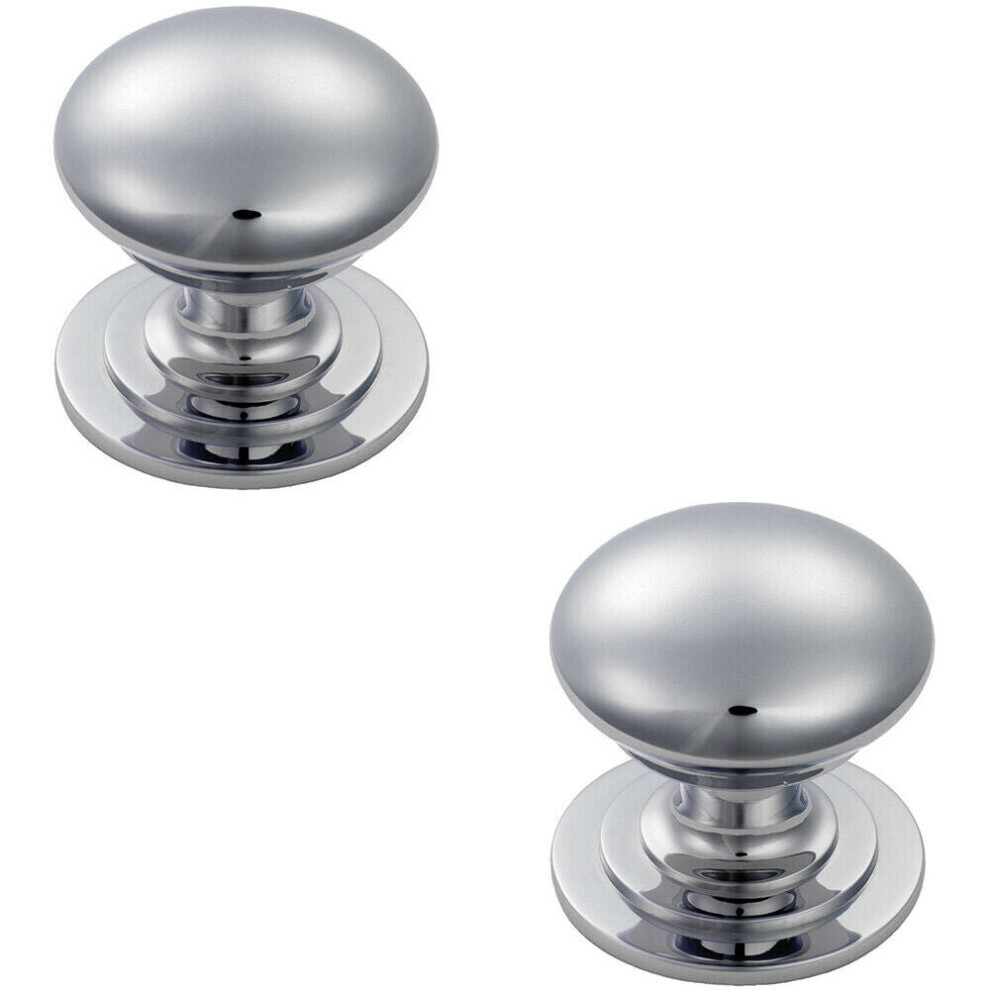 2X Victorian Round Cupboard Door Knob 25Mm Dia Polished Chrome Cabinet Handle 5056492586893