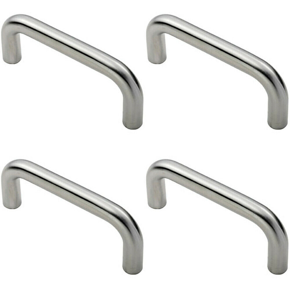 Loops 4X Round D Bar Pull Handle 169 X 19Mm 150Mm Fixing Centres Satin Steel