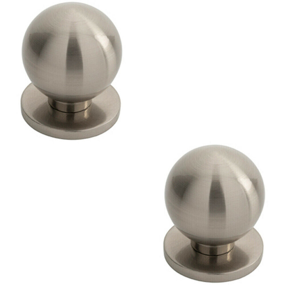 Loops 2X Small Solid Ball Cupboard Door Knob 25Mm Dia Satin Nickel Cabinet Handle