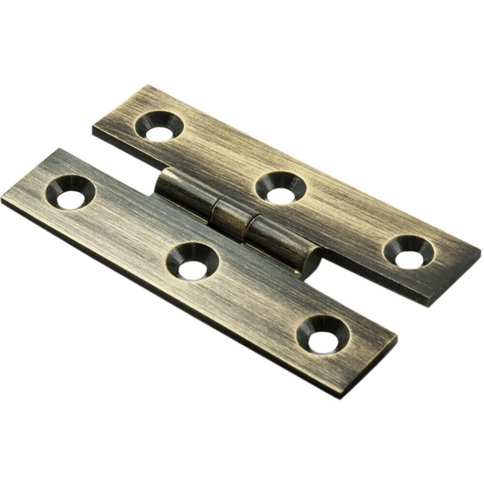 Pair 63 X 38 X 2Mm H Pattern Cabinet Hinge Antique Brass Cupboard Door 5056492565843