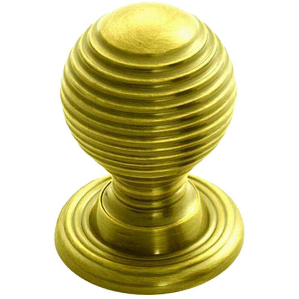Textured Reeded Ball Cupboard Door Knob 28Mm Dia Polished Brass Handle 5056492567403