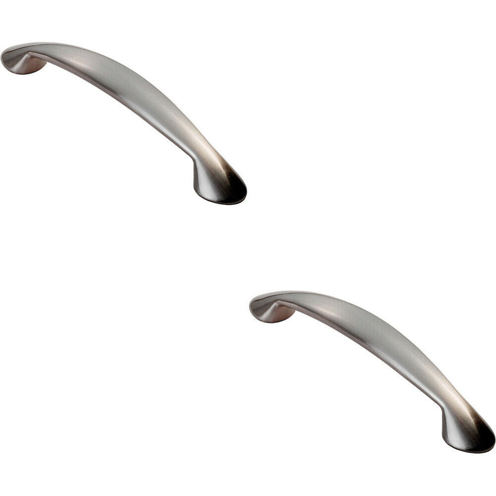 2X Flared Cabinet Pull Handle 165.5 X 23Mm 128Mm Fixing Centres Satin Nickel 5056492587647